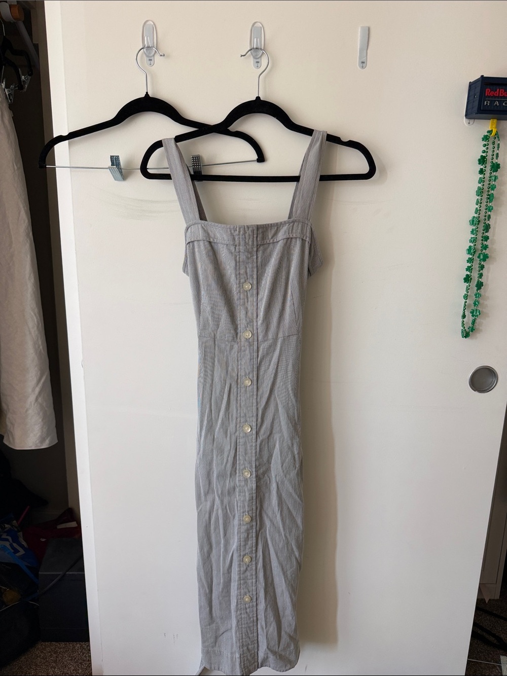 Everlane Gray Button-Front Midi Dress